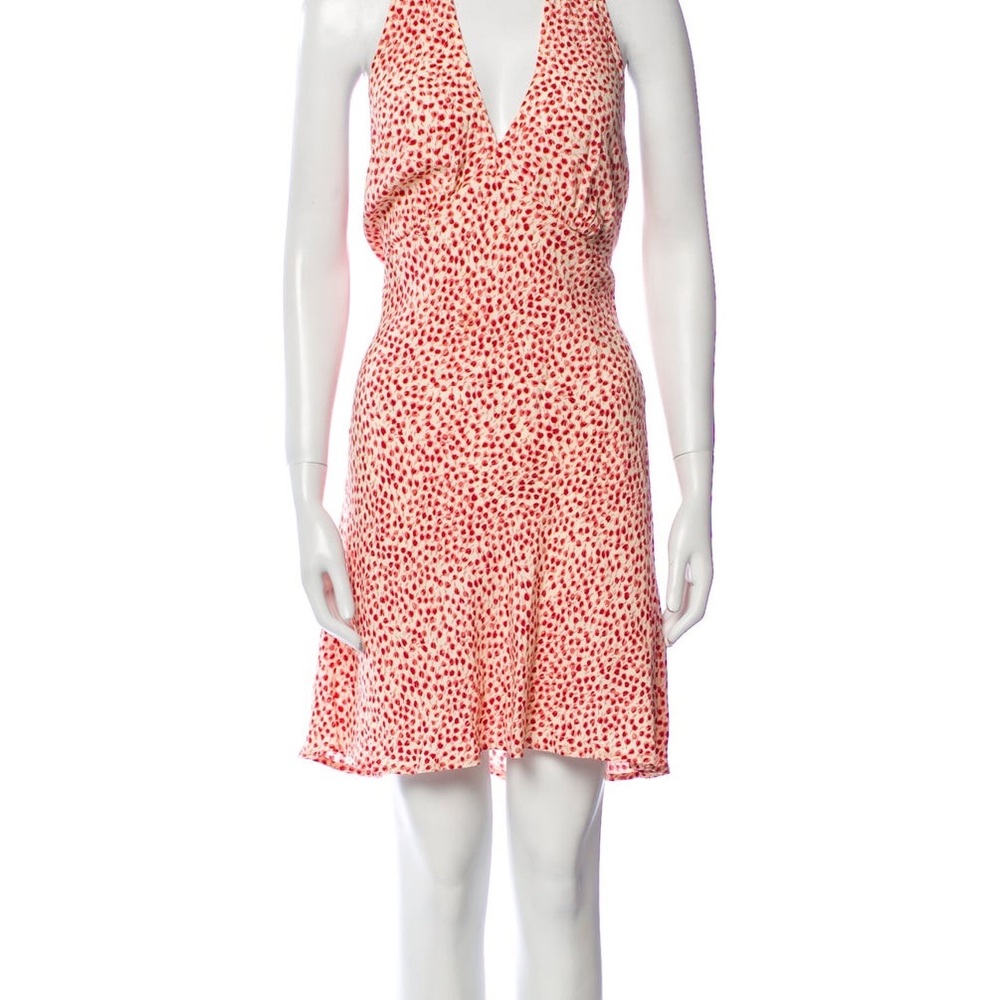 Reformation Red and White Backless Dress